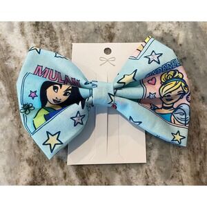 Disney Princess Mulan & Cinderella Blue Hair Bow on an Alligator Clip